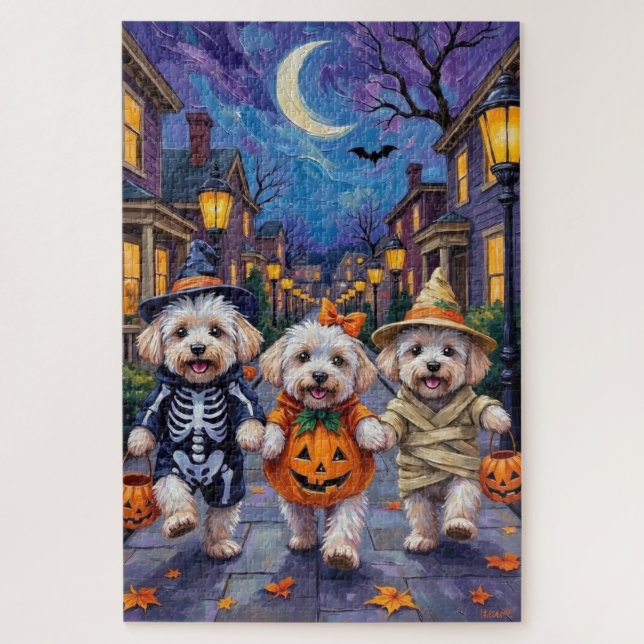 Quebra-cabeça Bichon Frise para Tratar Figurinos de Halloween (Vertical)