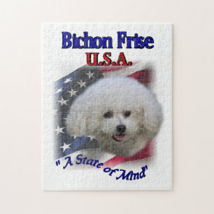 Quebra-cabeça Bichon Frise Patriótica