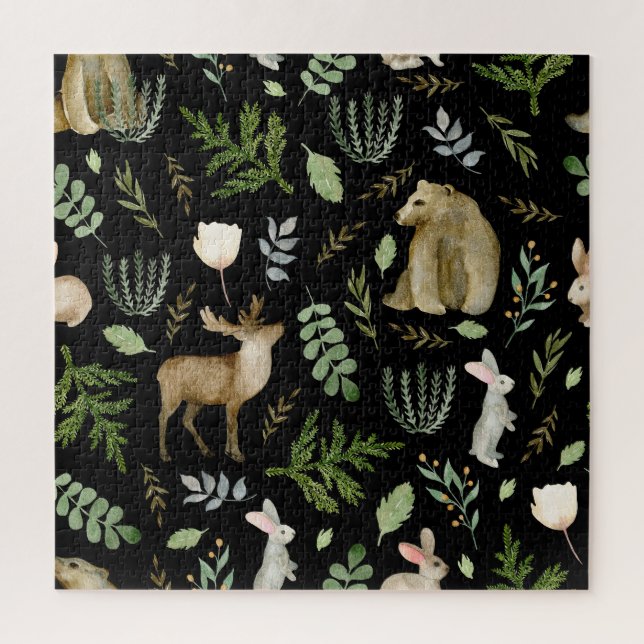 Quebra-cabeça Bichos: Desenho Da Mão De Aquarela. (Vertical)