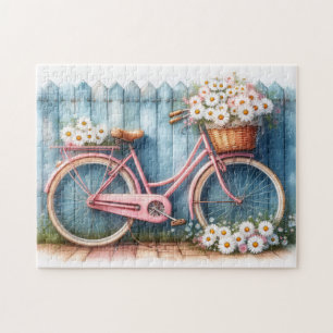 Quebra-cabeça Bicicleta Rosa Vintage com Visitas