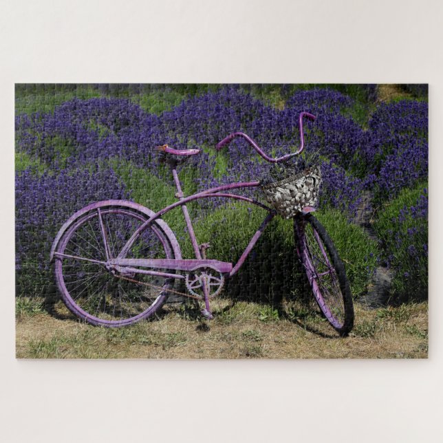 Quebra-cabeça Bicicleta Roxa| Campos de Lavanda (Horizontal)