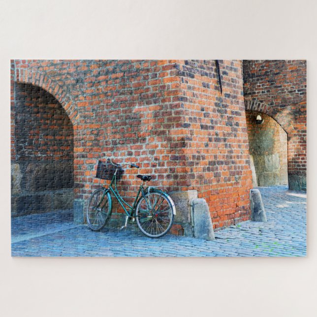 Quebra-cabeça Bicicleta, Rua, Nicholas Church, Copenhagen, Dinam (Horizontal)