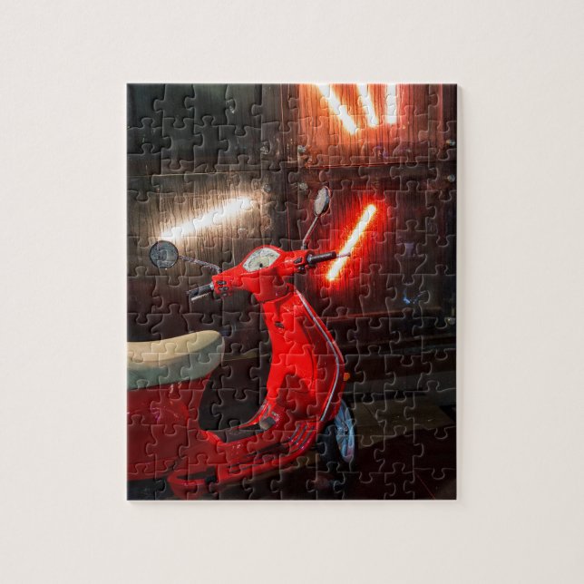 Quebra-cabeça Bicicleta Vermelha Molhada (Vertical)