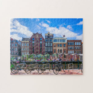 Quebra-cabeça Bicicletas Ao Longo Do Canal De Amsterdam