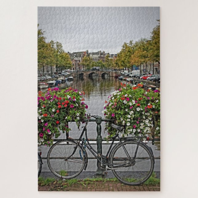 Quebra-cabeça Bicicletas e canais em Amsterdão - 20x30 - PC 1014 (Vertical)