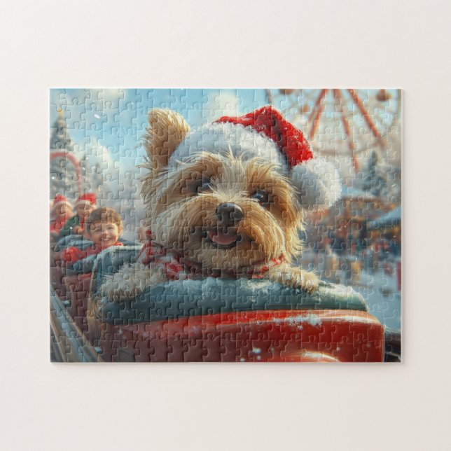 Quebra-cabeça Biewer Terrier Cachorro Montanha-russa Natal  (Horizontal)