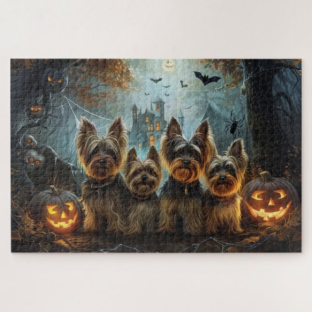 Quebra-cabeça Biewer Terrier Halloween Night Doggy Delight (Horizontal)