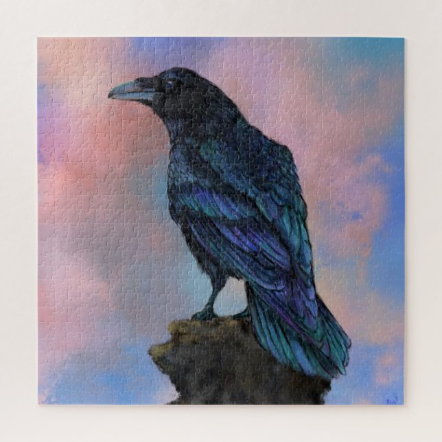 Quebra-cabeça Big Common Raven - Coleção de Pássaros de Pintura  (Vertical)