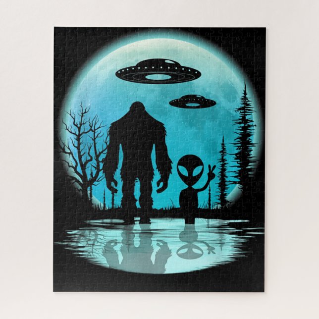 Quebra-cabeça Bigfoot UFO Alien (Vertical)