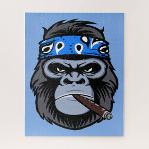 Quebra-cabeça Biker gorilla fumando arte de charuto fumante