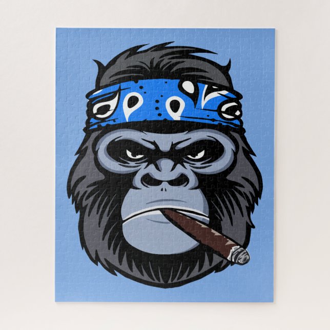 Quebra-cabeça Biker gorilla fumando arte de charuto fumante (Vertical)
