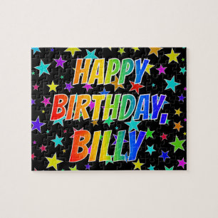 Quebra-cabeça "BILLY" Primeiro Nome, Diversão "FELIZ ANIVERSÁRIO