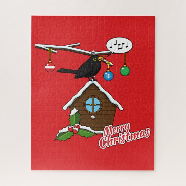 Quebra-cabeça Bird House Feliz Natal (Vertical)