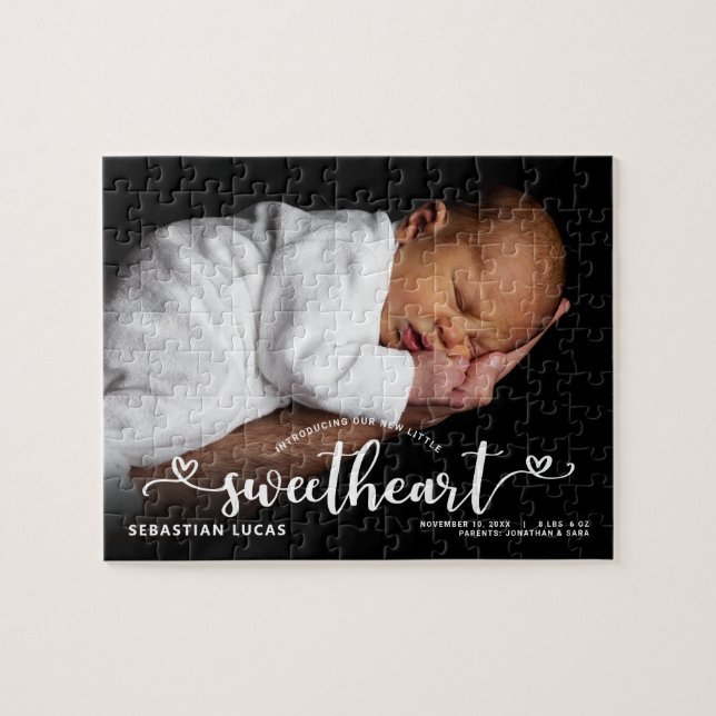 Quebra-cabeça Birth Announcement Introducing Sweetheart Script (Horizontal)
