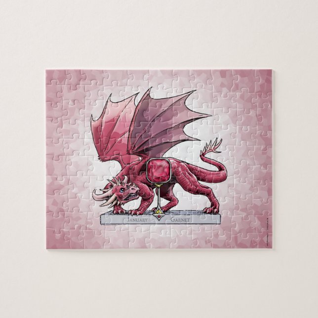 Quebra-cabeça Birthstone Dragon - Janeiro Garnet Jigsee Quebra-c (Horizontal)