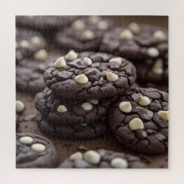Quebra-cabeça Biscoitos de Chocolate Preto Com Lascas de Chocola (Vertical)