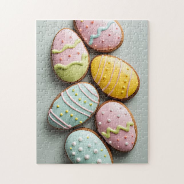 Quebra-cabeça Biscoitos de Páscoa em forma de ovo com glacê past (Vertical)