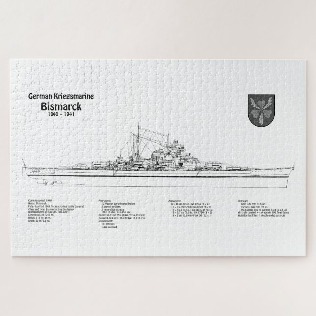 Quebra-cabeça Bismarck - Planos Blueprint do Batehip - BD (Horizontal)