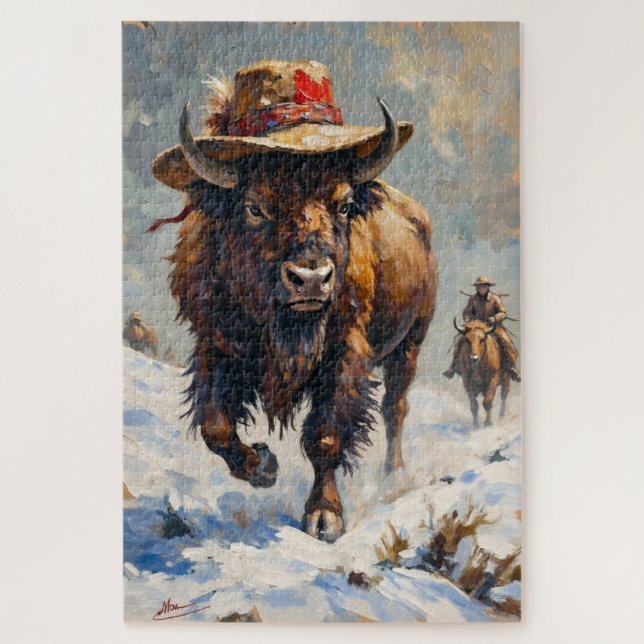 Quebra-cabeça Bison Stoic Guardian of the Snowy Plains Hat (Vertical)
