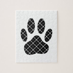 Quebra-cabeça Black And White Tartan Dog Paw Print
