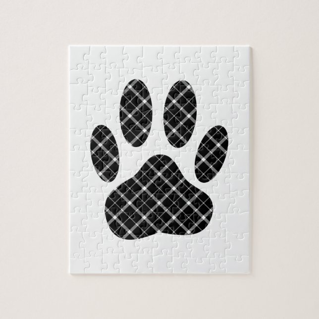 Quebra-cabeça Black And White Tartan Dog Paw Print (Vertical)