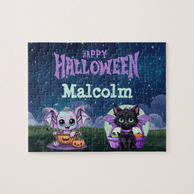 Quebra-cabeça Black Cat Halloween Kid Puzzle  (Horizontal)