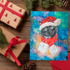 Quebra-cabeça Black Cat Watercolor Natal