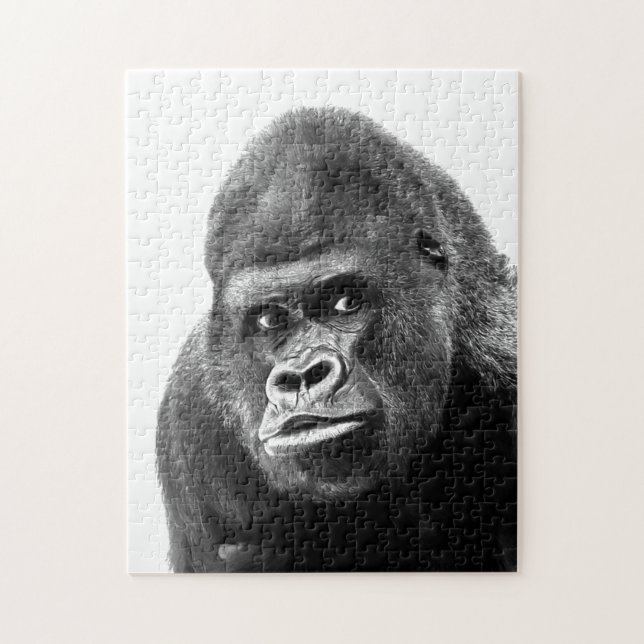 Quebra-cabeça Black White Gorilla Photo - Animals Art (Vertical)