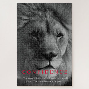 Quebra-cabeça Black White Inspirational Confidence Lion