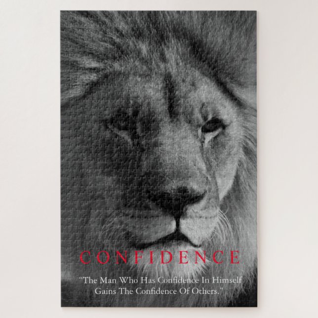 Quebra-cabeça Black White Inspirational Confidence Lion (Vertical)