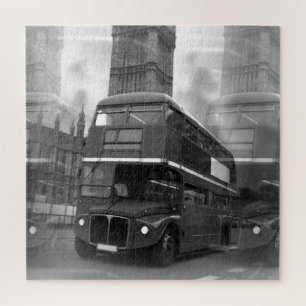 Quebra-cabeça Black & White London Bus & Big Ben