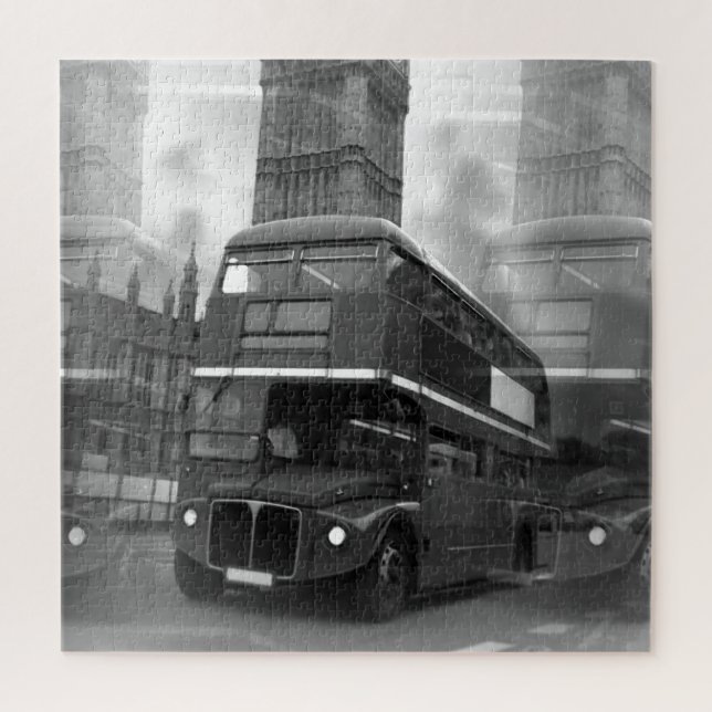 Quebra-cabeça Black & White London Bus & Big Ben (Vertical)