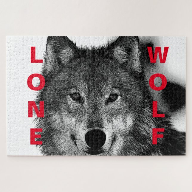 Quebra-cabeça Black & White Wolf Eye Artwork (Horizontal)