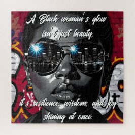 Quebra-cabeça Black Women's Quote | City Skyline in Sunglasses