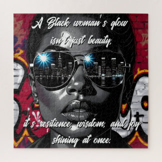 Quebra-cabeça Black Women's Quote | City Skyline in Sunglasses