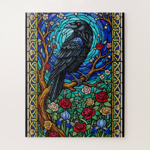 Quebra-cabeça Blackbird Garden Staind Glass Corvien Raven