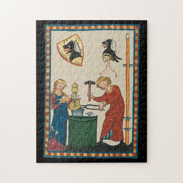 Quebra-cabeça Blacksmith Forging Helmet Medieval Art (Vertical)