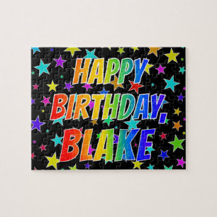 Quebra-cabeça "BLAKE" Primeiro Nome, Divertido "ANIVERSÁRIO"