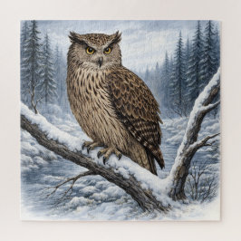 Quebra-cabeça Blakiston’s Fish Owl in Winter Forest –