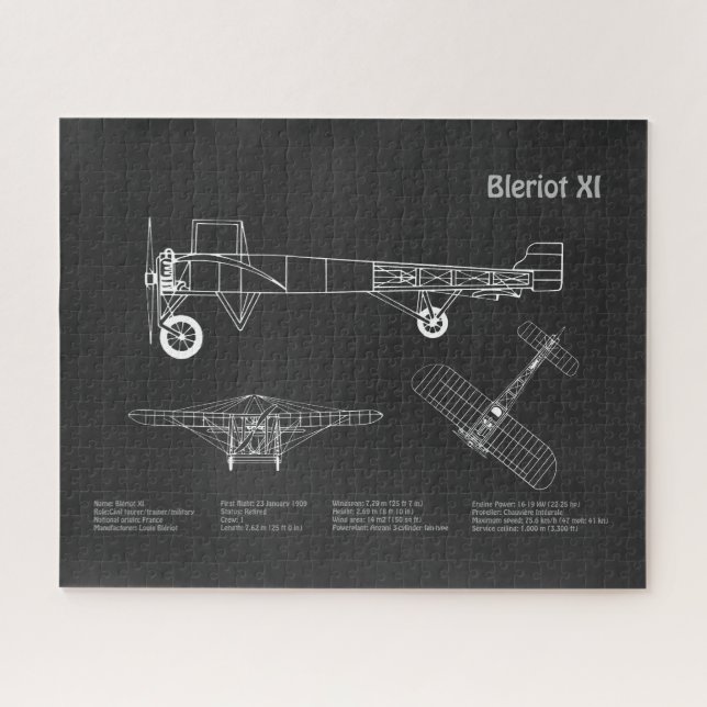 Quebra-cabeça Bleriot XI - Plano de desenho do avião PD (Horizontal)