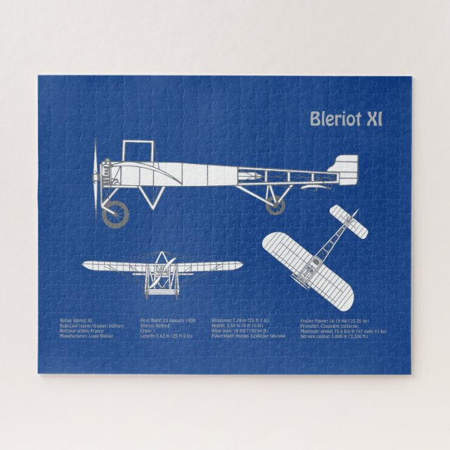 Quebra-cabeça Bleriot XI - Planos de desenho de projeto de avião (Horizontal)