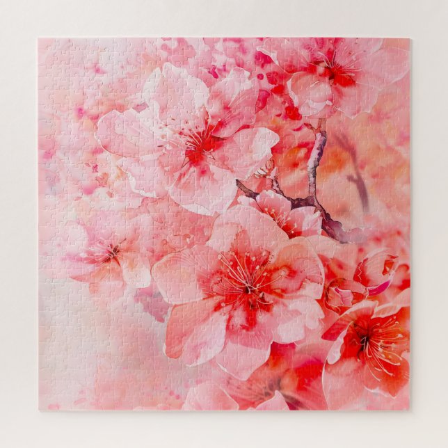 Quebra-cabeça Bliss do Flor de Cereja da Aquarela (Vertical)