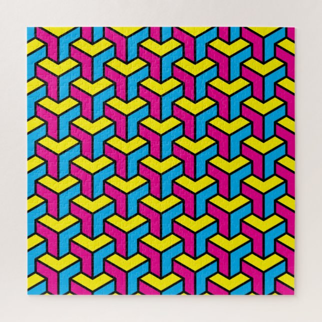 Quebra-cabeça Bloco de Ilusão Óptica Geométrica CMYK Brold Vibra (Vertical)