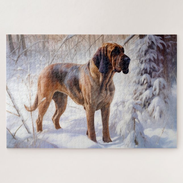 Quebra-cabeça Bloodhound Deixe Nevar Natal (Horizontal)