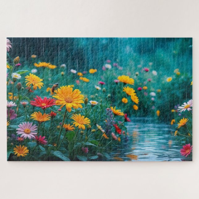 Quebra-cabeça Blossom Haven - Harmonia Floral Vibrante (Horizontal)