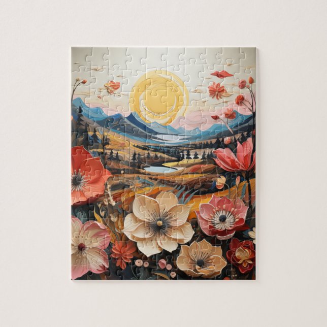 Quebra-cabeça Blossomas do Vale do ouro: Arte Natureza como Sonh (Vertical)