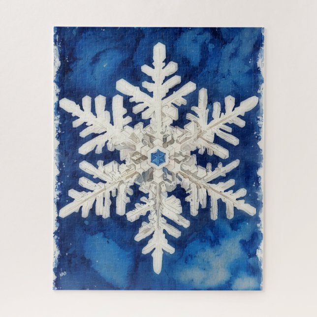 Quebra-cabeça Blue and White Snowflake Art Winter Holiday Puzzle (Vertical)