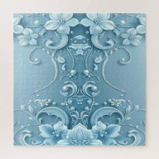 Quebra-cabeça Blue Decorative Floral Jigsaw Puzzle
