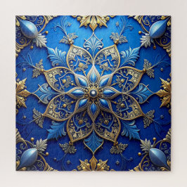 Quebra-cabeça Blue Decorative Floral Jigsaw Puzzle