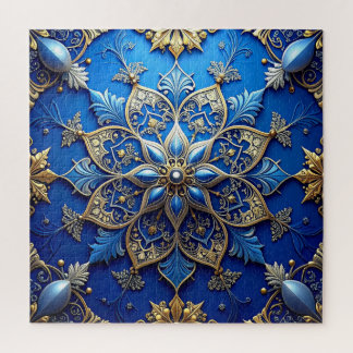 Quebra-cabeça Blue Decorative Floral Jigsaw Puzzle